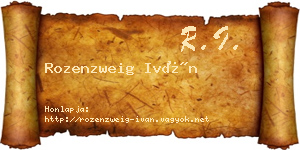 Rozenzweig Iván névjegykártya